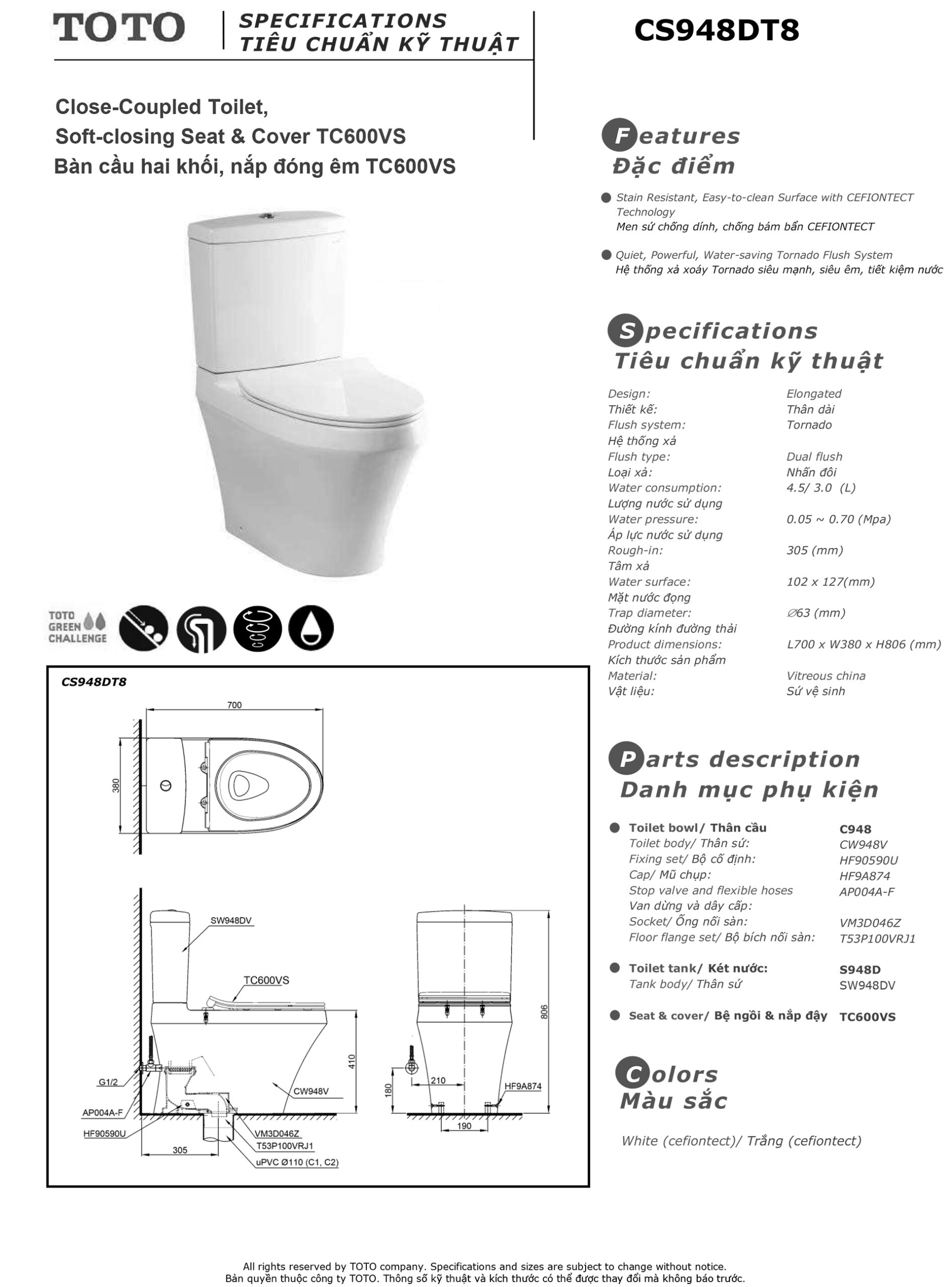 ban ve thong so bon cau toto CS948DT8 Bản vẽ thông số kỹ thuật và hướng dẫn lắp đặt bồn cầu cao cấp TOTO CS948DT8