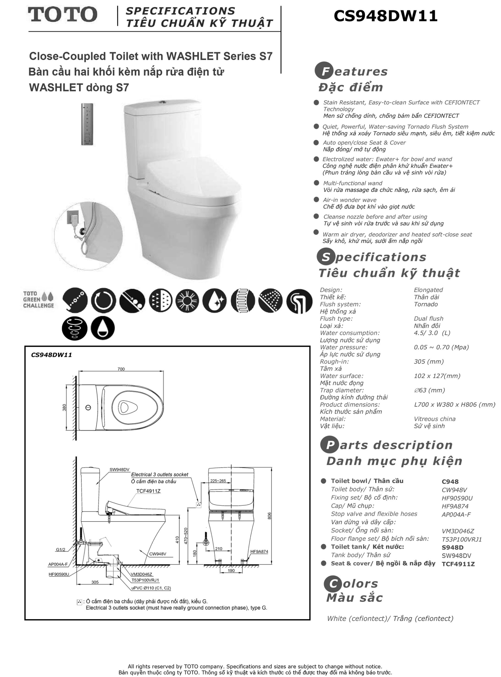 ban ve thong so bon cau toto CS948DW11 Bản vẽ thông số kỹ thuật và hướng dẫn lắp đặt bồn cầu cao cấp TOTO CS948DW11