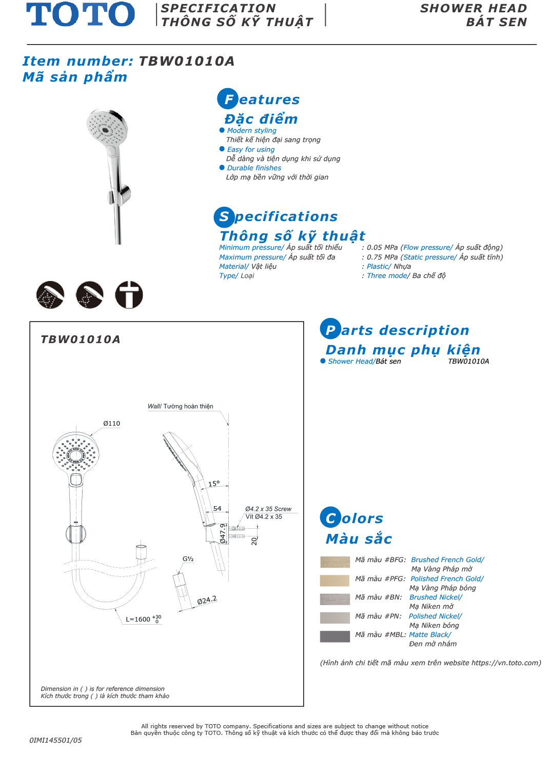 ban ve thiet ke bat sen cam tay TOTO TBW01010A ban ve thiet ke bat sen cam tay TOTO TBW01010A
