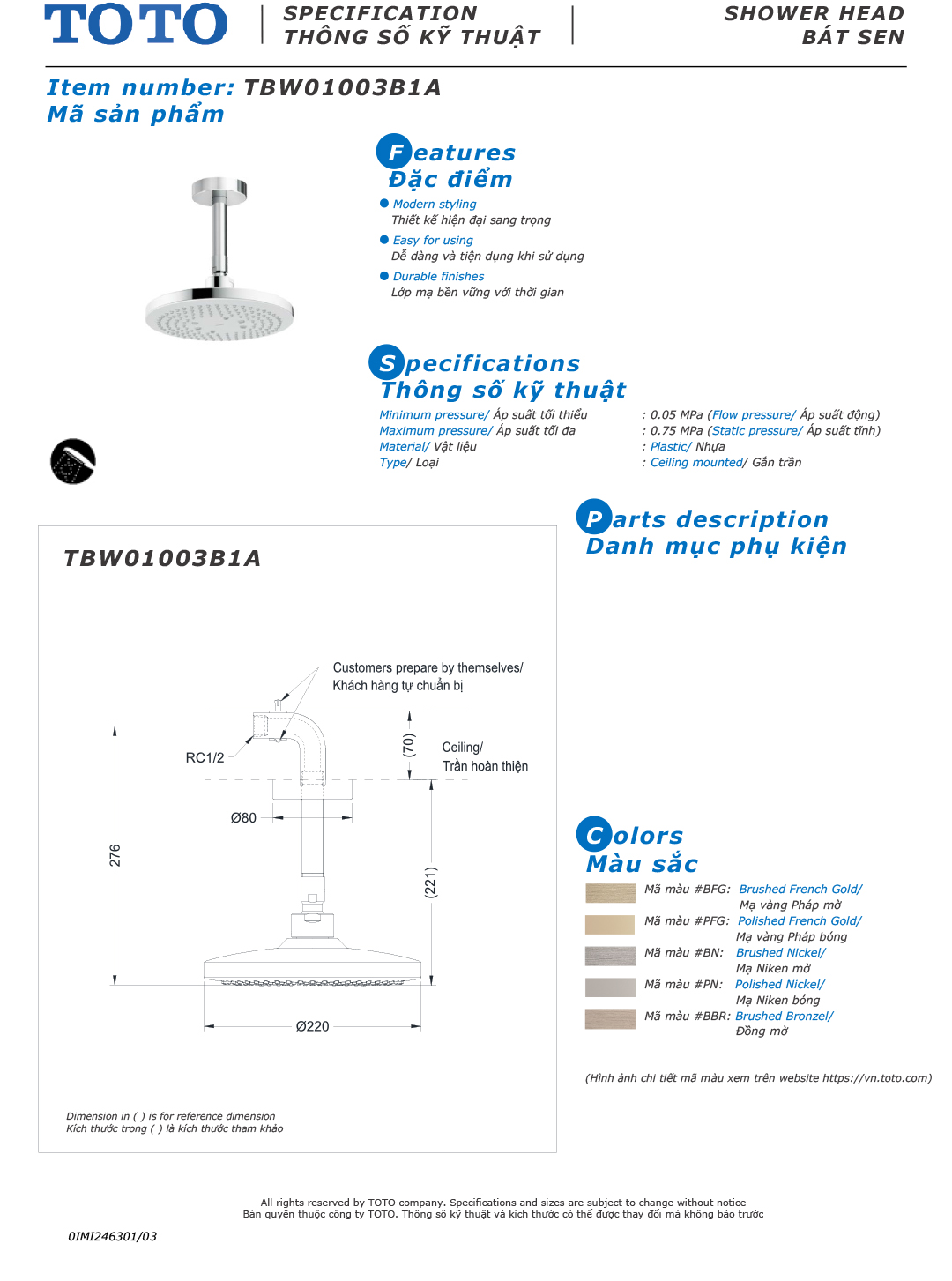 ban ve thiet ke bat sen mua am tran TOTO TBW01003B1A ban ve thiet ke bat sen mua am tran TOTO TBW01003B1A