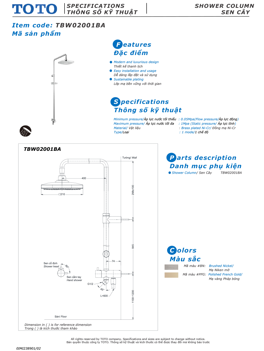 ban ve thong so bo voi sen cay TOTO TBW02001B TBW02001B1 TBW0200 ban ve thong so bo voi sen cay TOTO TBW02001B TBW02001B1 TBW02001BA