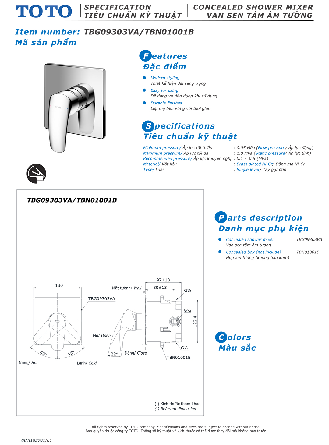 ban ve thong so van khoa voi sen am tuong TOTO TBG09303VA TBN010 ban ve thong so van khoa voi sen am tuong TOTO TBG09303VA TBN01001B