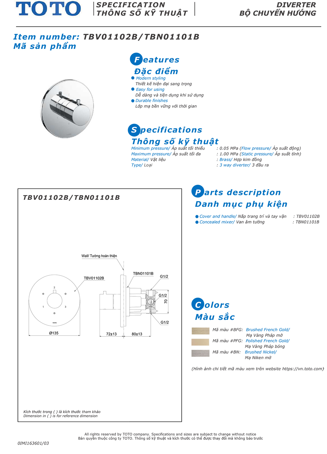 ban ve thong so van khoa voi sen am tuong TOTO TBV01102B TBN0110 ban ve thong so van khoa voi sen am tuong TOTO TBV01102B TBN01101B