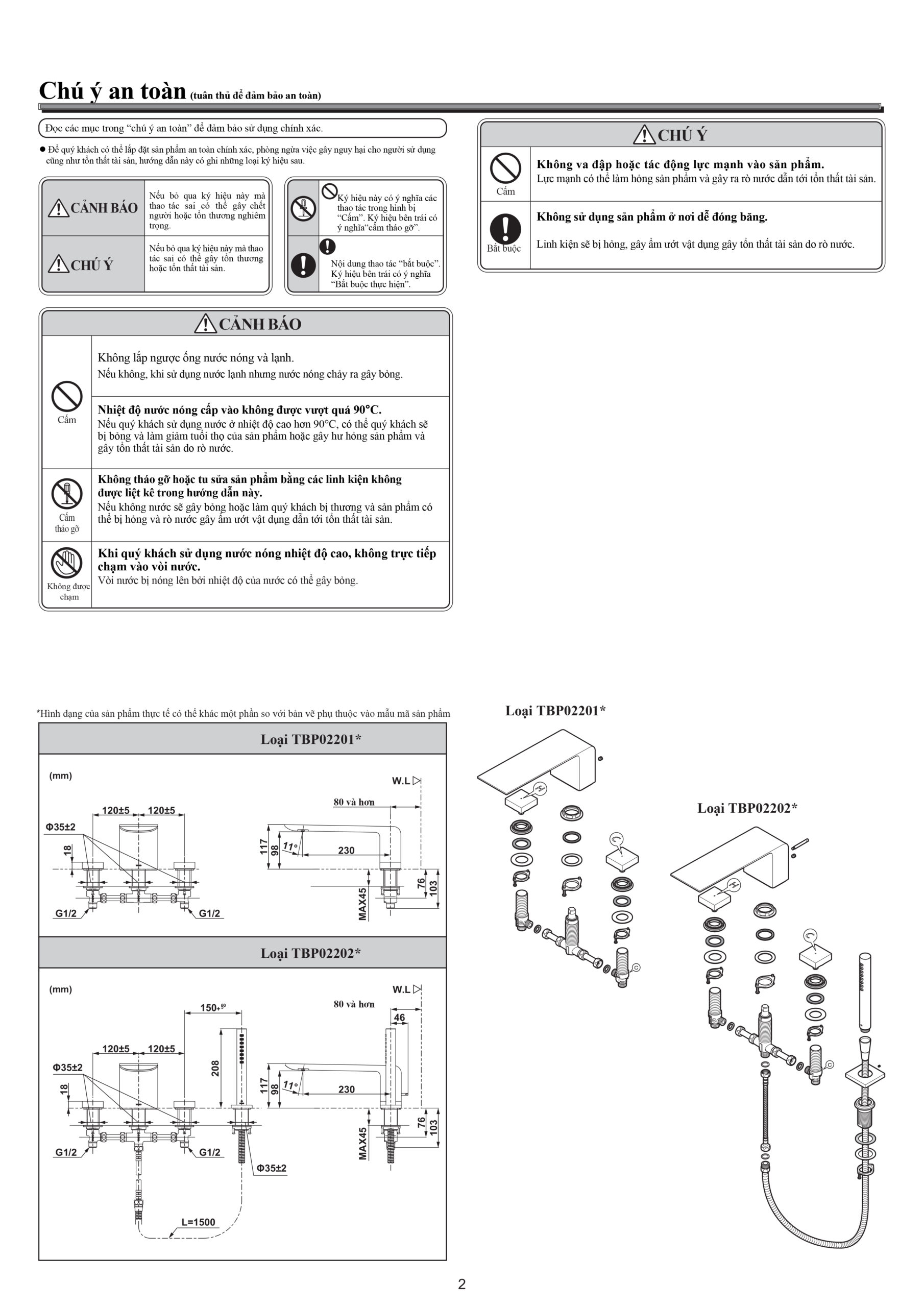 ban ve thong so voi sen nong lanh gan bon tam TOTO TBP02202A ban ve thong so voi sen nong lanh gan bon tam TOTO TBP02202A