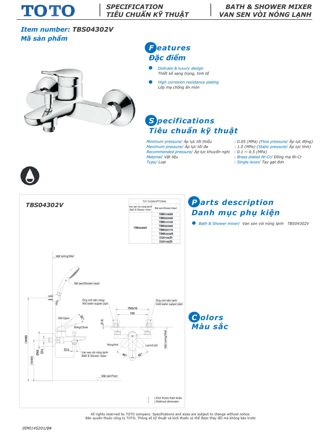 ban ve thong so voi sen tam nong lanh TOTO TBS04302V TBW01010A ban ve thong so voi sen tam nong lanh TOTO TBS04302V TBW01010A
